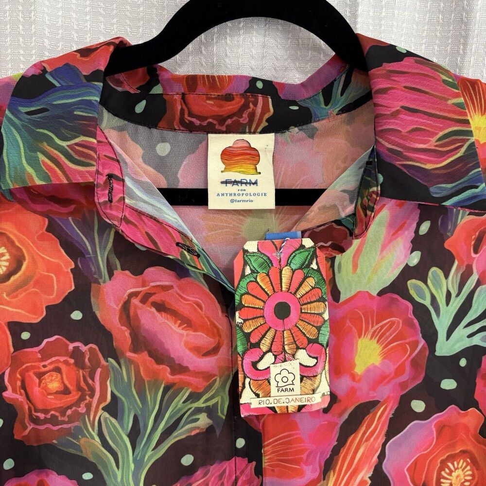 Farm Rio Dress Womens Size Large Anthropologie Pleated Drop-Waist Maxi Red NWT - Picture 5 of 10
